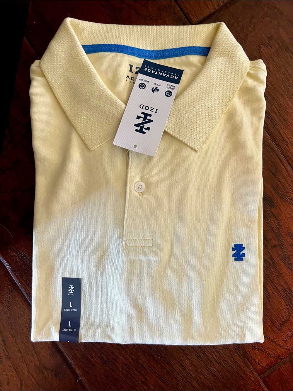 IZOD Advantage Men’s Performance Polo Pastel Yellow Size L NWT